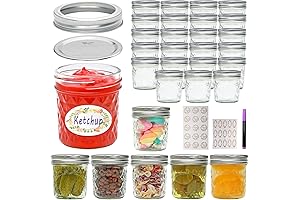 6 Pack 6 oz Mason Jars with Regular Lid - Glass Canning Jars