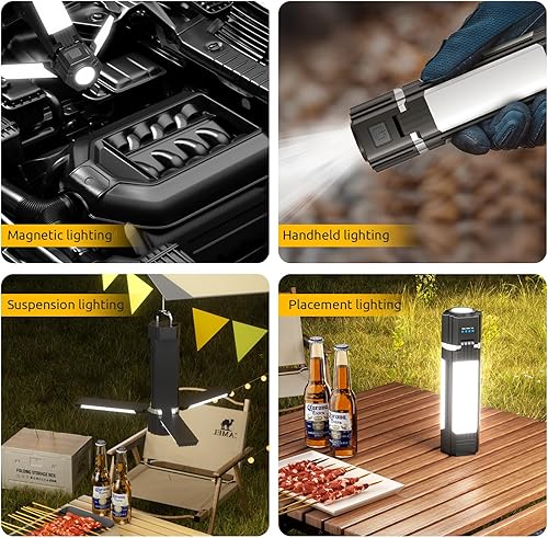 Miniatura 4 de Linterna de camping telescópica, linterna LED recargable con 5 modos de iluminación, linterna magnética plegable para emergencia, campamento,
