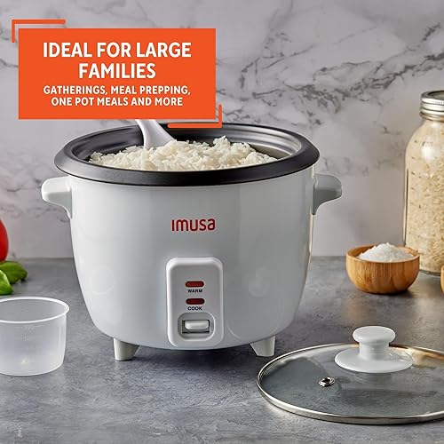 Miniatura 7 de IMUSA Arrocera eléctrica para 16 tazas cocidas 8 tazas sin cocer  Olla antiadherente de cerámica, olla multicocción para arroz, quinua, avena,