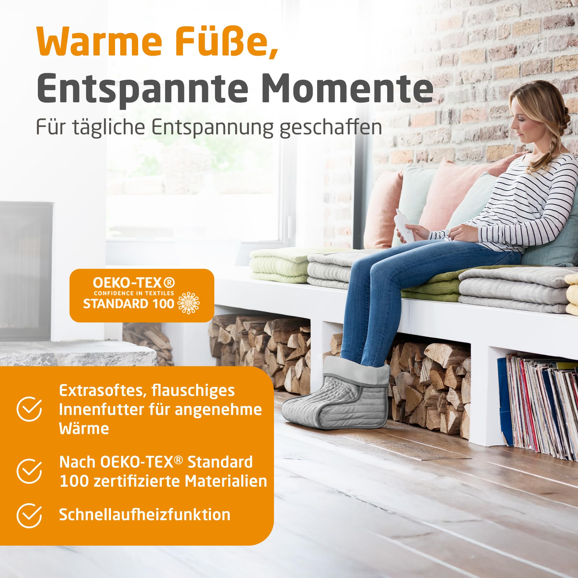 Medisana FWS Fußwärmer elektrisch, kuschelige Wärme für kalte Füße, waschbares Innenfutter, Zehenwärmer mit Abschaltautomatik und Überhitzungsschutz, bis Schuhgröße 46