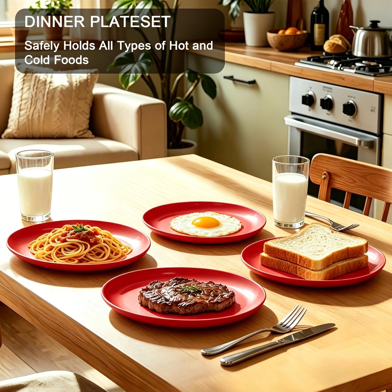 Set of 4 100% Melamine Salad Plates, 10 in Round Dessert Plates, Dishwasher-Safe, Lightweight, Shatter-Resistant, Reusable, Perfect for Dining, Weddings, and Everyday Use