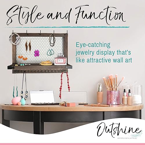 Miniatura 4 de OUTSHINE Organizador de joyas para colgar en la pared organizador de joyas rústico para colgar en la pared organizador de montaje en pared de