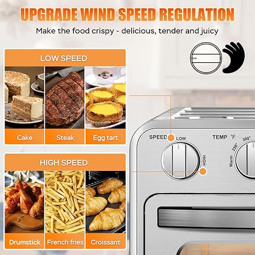 Miniatura 5 de Geek Chef Combo de horno tostador y freidora de aire, encimera de horno de convección de 15 cuartos de galón, tostadora de 4 rebanadas, con pizza de