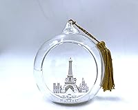 Vista 3 de Paris Skyline - Adorno colgante de cristal de la torre Eiffel y mesa para vacaciones y decoración del hogar, 2 1/2 pulgadas OR101 (plateado)