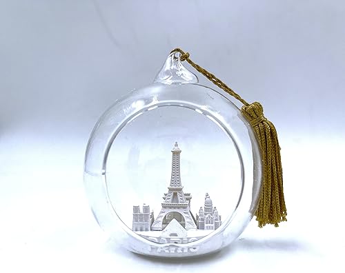 Paris Skyline - Adorno colgante de cristal de la torre Eiffel y mesa para vacaciones y decoración del hogar, 2 12 pulgadas, OR101 (blanco)
