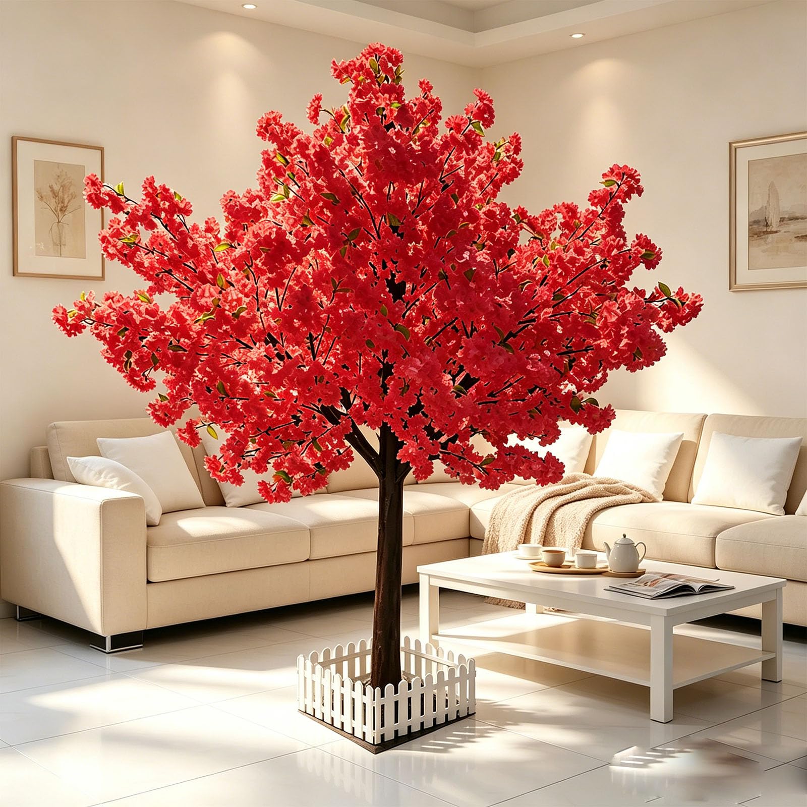 Künstlicher Kirschblütenbaum Pfirsich Baum Simulation Pflanzen Wunschbaum künstliche Kirschblüten Kunstpflanzen for Büro Wohnzimmer Party Hochzeit Decor,003,250 * 250cm/98.4 * 98.4in