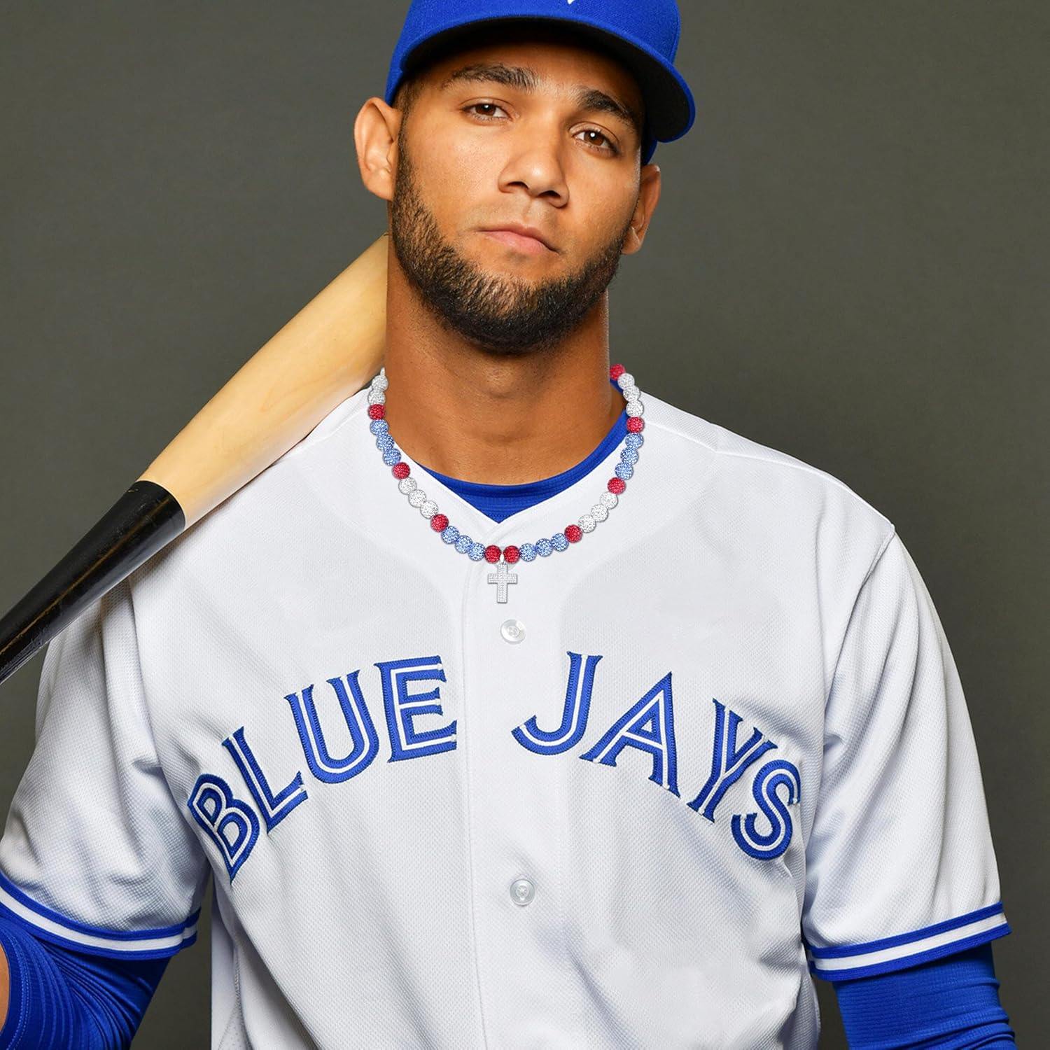 QINJIEJIE Baseball Necklace for Men Cross Baseball Necklace Drip Adjustable 16in Christian Cross Chain for Women Bling Rhinestone Beaded Accessories Gifts for Team Players Lovers - Image 3