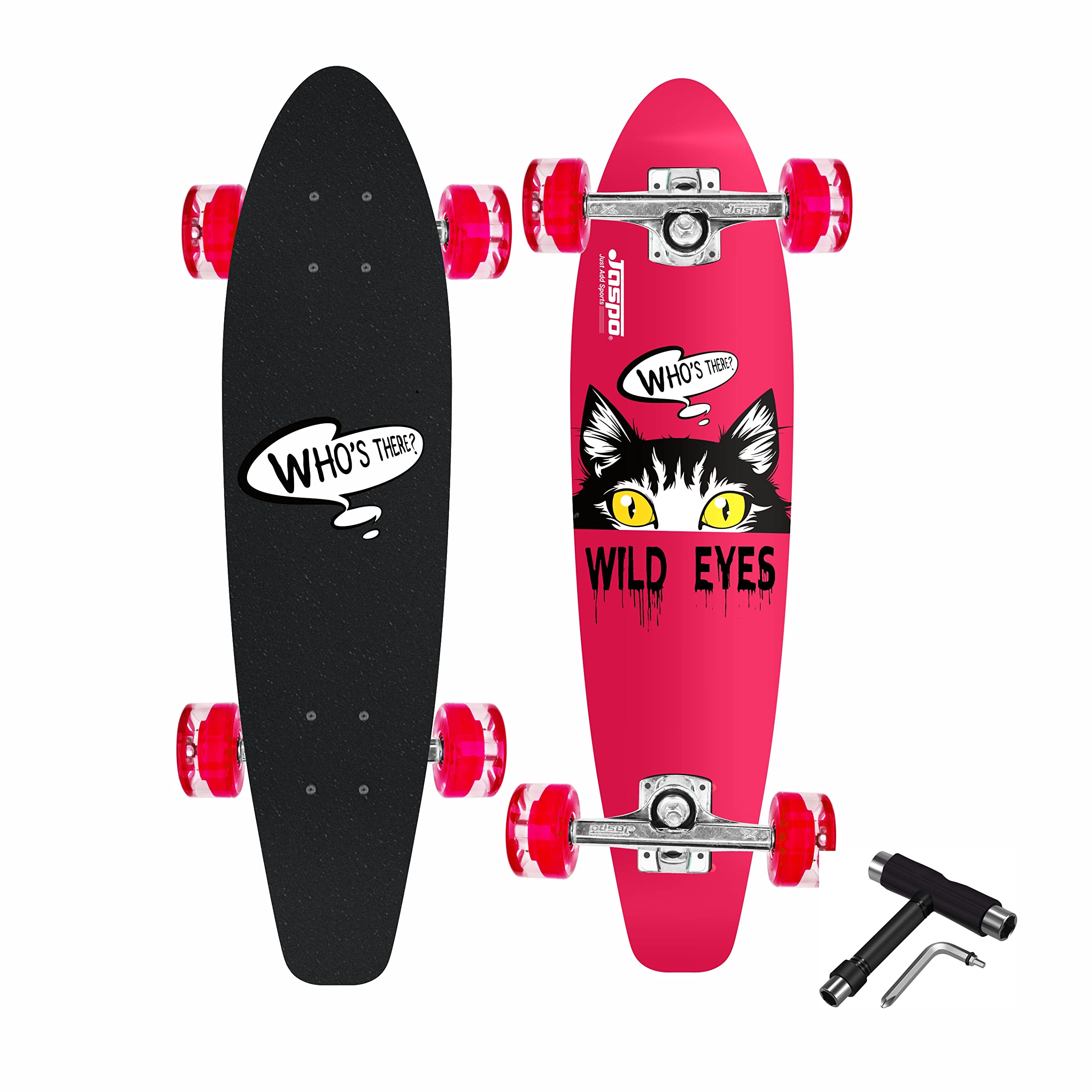 JASPO Wild Eyes Cruiser Board (28 x 8 inches) 7 Layer Concave Wooden(Canadian Maple) Complete Fully Assembled for Kids/Boys/Girls/Youth/Adult Skateboard-**Made in India** (Wild Eyes) (B09TB3GTCF) Amazon Price History, Amazon Price Tracker