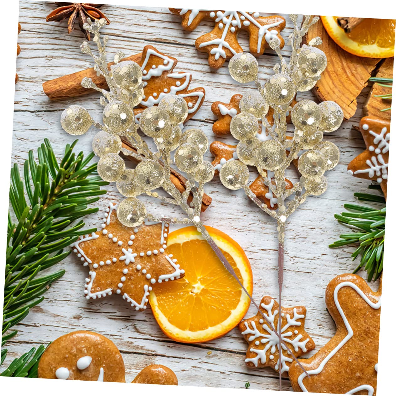 Abaodam 48 Piezas De Pulgadas para De Flores Hojas Altas De Acebo Ramo Decorativo Artificial Bayas con Purpurina Ramas De Navidad Jarrones De Cm/In Accesorios para Hacer