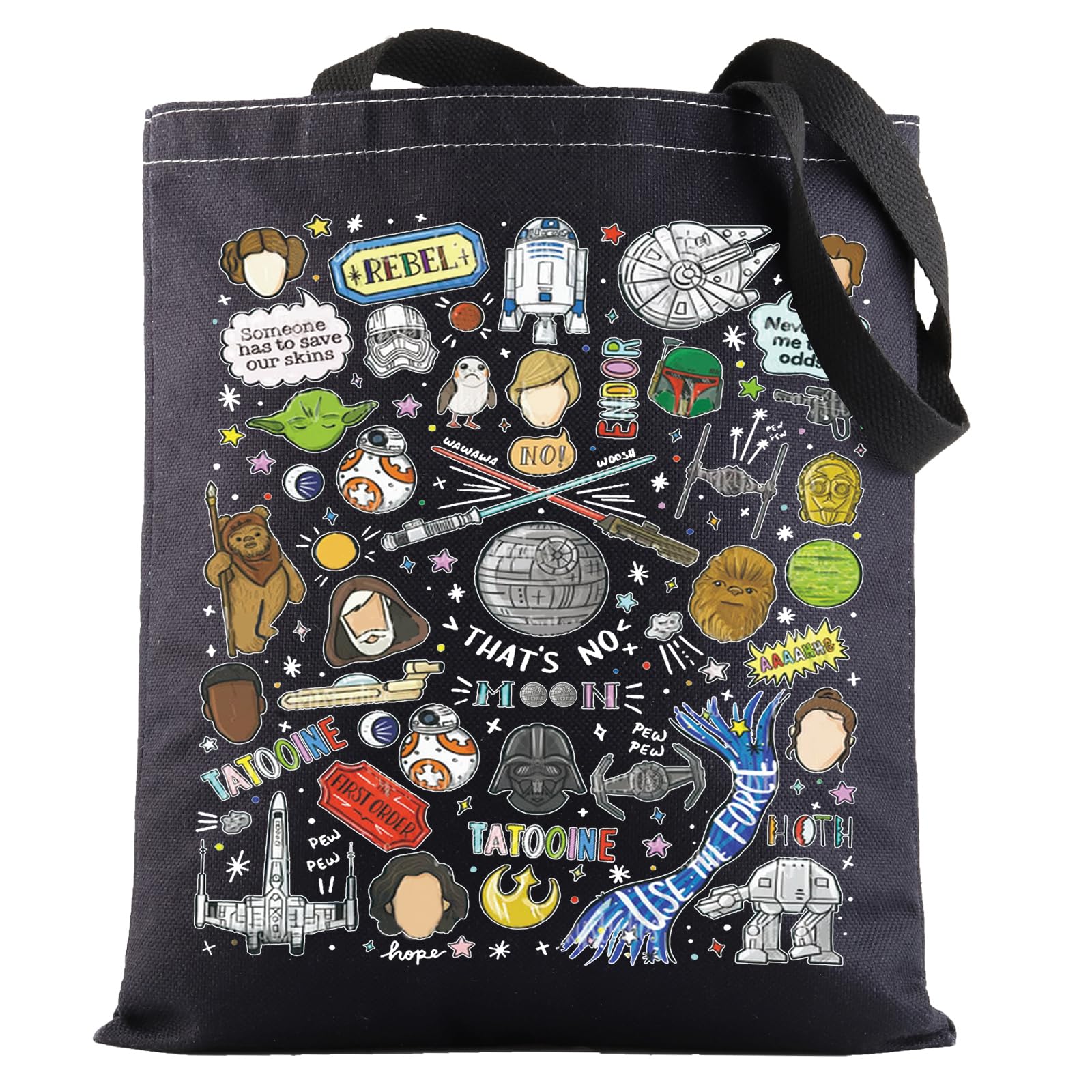 G2TUP Heroes of Galaxy Tote Bag Helmets Inspired Gift Death Star Shoulder Bag Sciences Fiction Merch