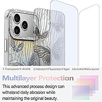 Vista 219 de I-MGAE-IN-AR - Funda diseñada para iPhone 12 y 12 Pro, diseño de mariposa plateada brillante, funda protectora de poliuretano termoplástico, suave