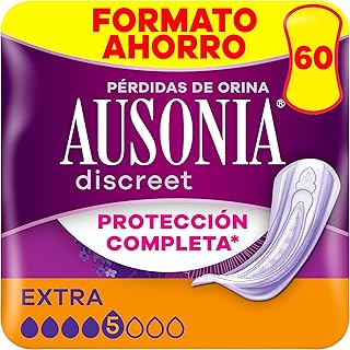 Ausonia Discreet Compresas Extra, Pack de 60,Para Pérdidas De Orina Para Mujer, Protección Completa*, Discreción Increíble
