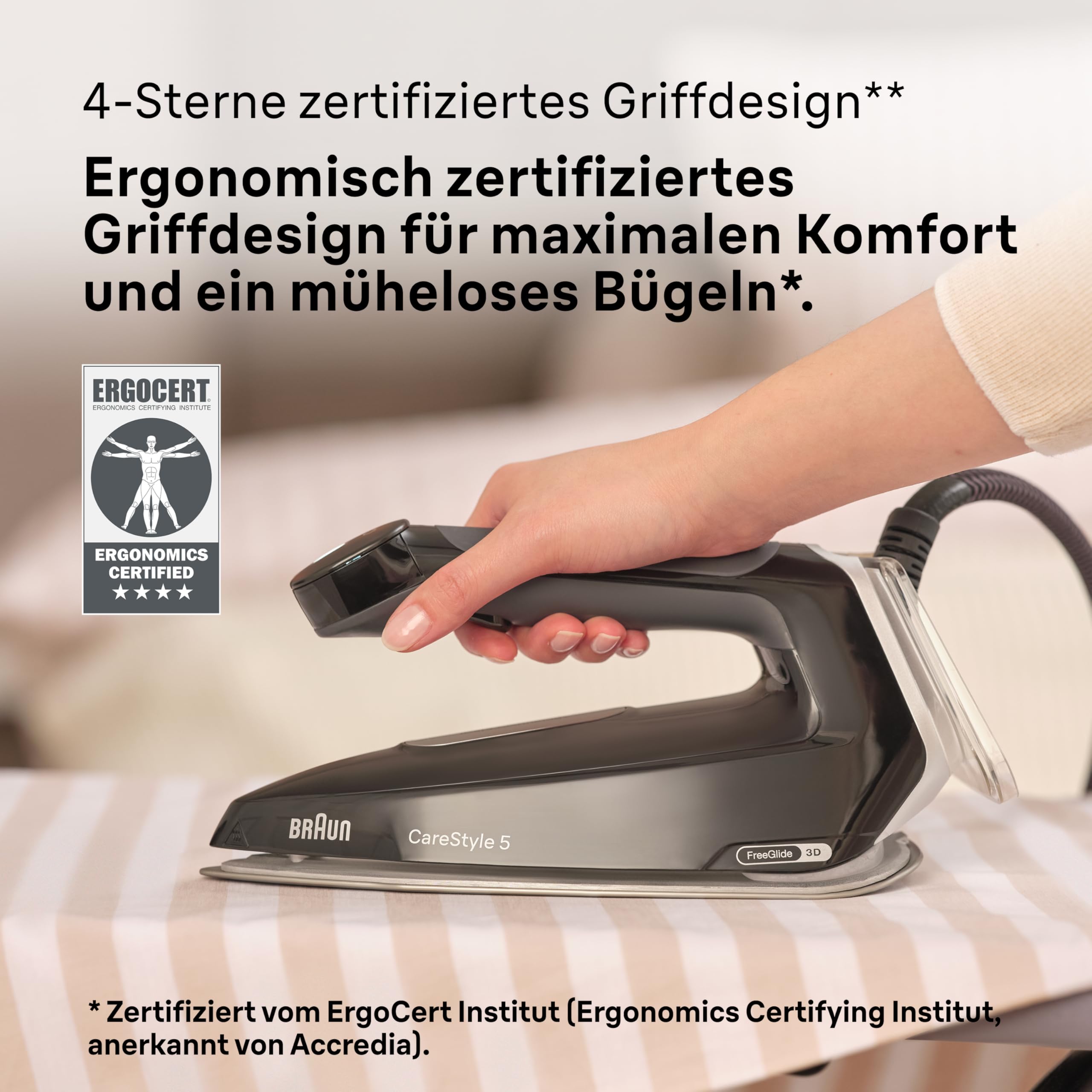 Braun Dampfbügeleisen CareStyle 5 IS5249BK mit FreeGlide 3D, 150 g/min Dampfleistung, schnelle Aufheizung, iCareMode, vertikales Bügeln, Anti-Tropf-Funktion, abnehmbarer Wassertank 2L, 2400W, Schwarz