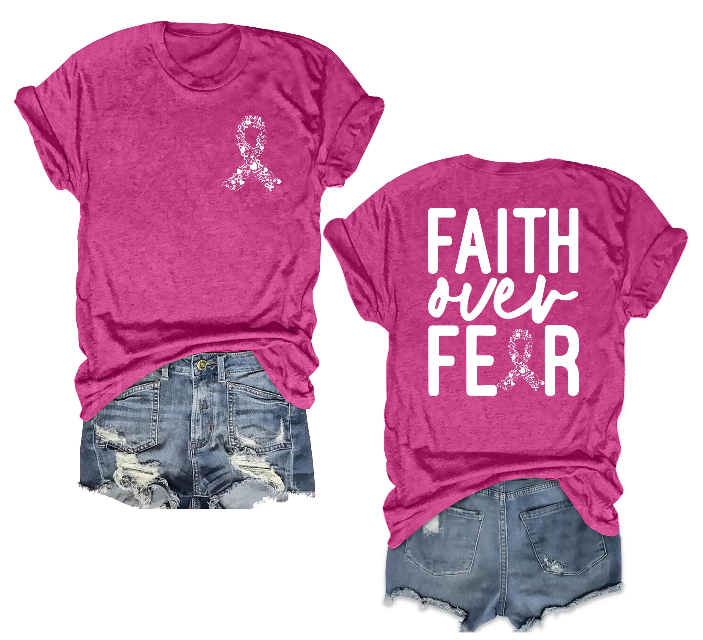Breast Cancer Awareness Tshirt Women in October We Wear Pink Shirt Funny Pink Ribbon Graphic Breast Cancer Shirts