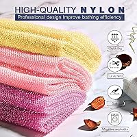 Vista 4 de Juego de ducha exfoliante de 3 piezas de red africana de estilo brillante, esponjas de baño largas para una piel suave y refrescada, el exterior