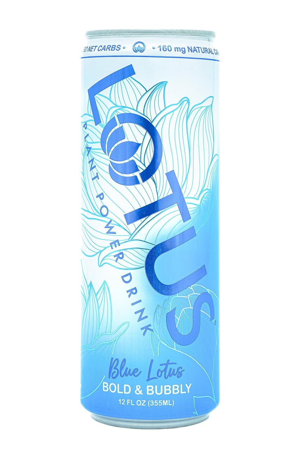 Blue Lotus Plant Power Drink™ | Sugar Free, Low Calorie | 160 mg Natural Caffeine from Green Coffee Bean | Plant-Based Ingredients | Zero Sugar | 10 Calories | 12 oz Cans | 12 Count