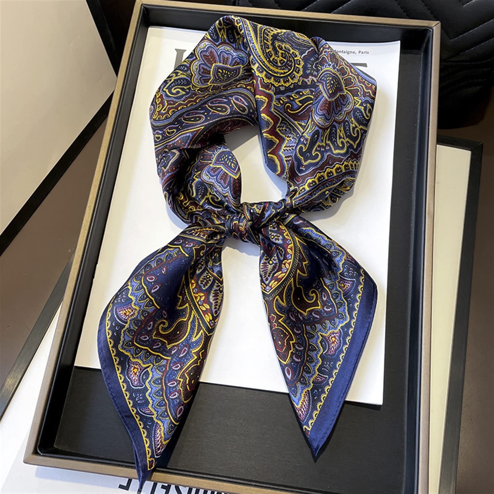 Pañuelos Mujer Bufanda de Seda Natural Wraps Whaps Mujeres Bufandas Bufandas Cuello Pelo Foulard Bandana Plaza Diadema Hijab Bufandas de Moda (Color : Dark Khaki, Size : 68x68cm)