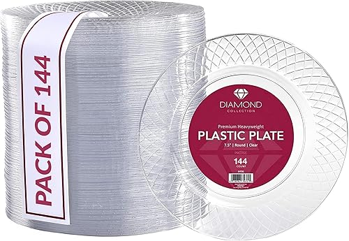 Miniatura 13 de Prestee Platos desechables, 72 unidades - 7.5 pulgadas, plato de plástico transparente resistente, para pasteles, ensalada, aperitivo, cena, platos