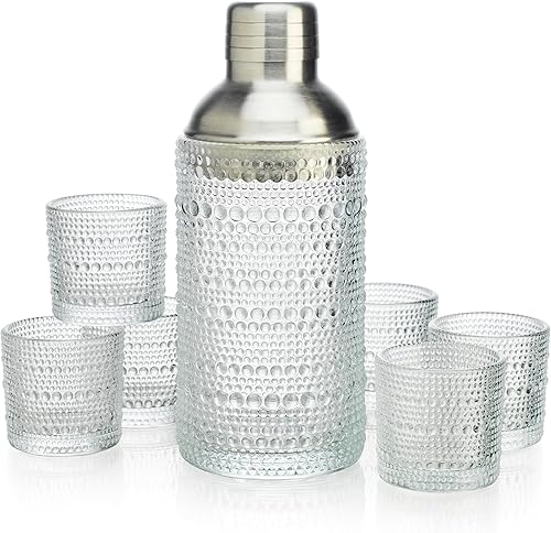 Miniatura 6 de Glaver's Hobnail Drinking Glasses, Red Vintage Glassware Set, Beaded Drinking Glasses, Set Of 4 13 oz Cocktail Glass Set, Bubble Glasses, Dishwasher