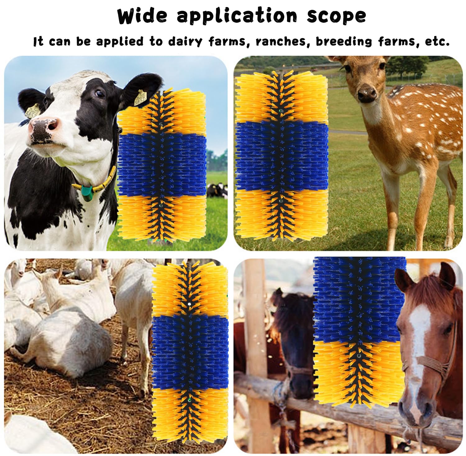 2/4PCS Spazzola fisica del graffio del bestiame, massaggio fisico della capra della mucca del cavallo | Spazzola resistente per graffi fisici con 8 viti, ideale per cavalli, mucche e capre, pulizia e auto-graffio