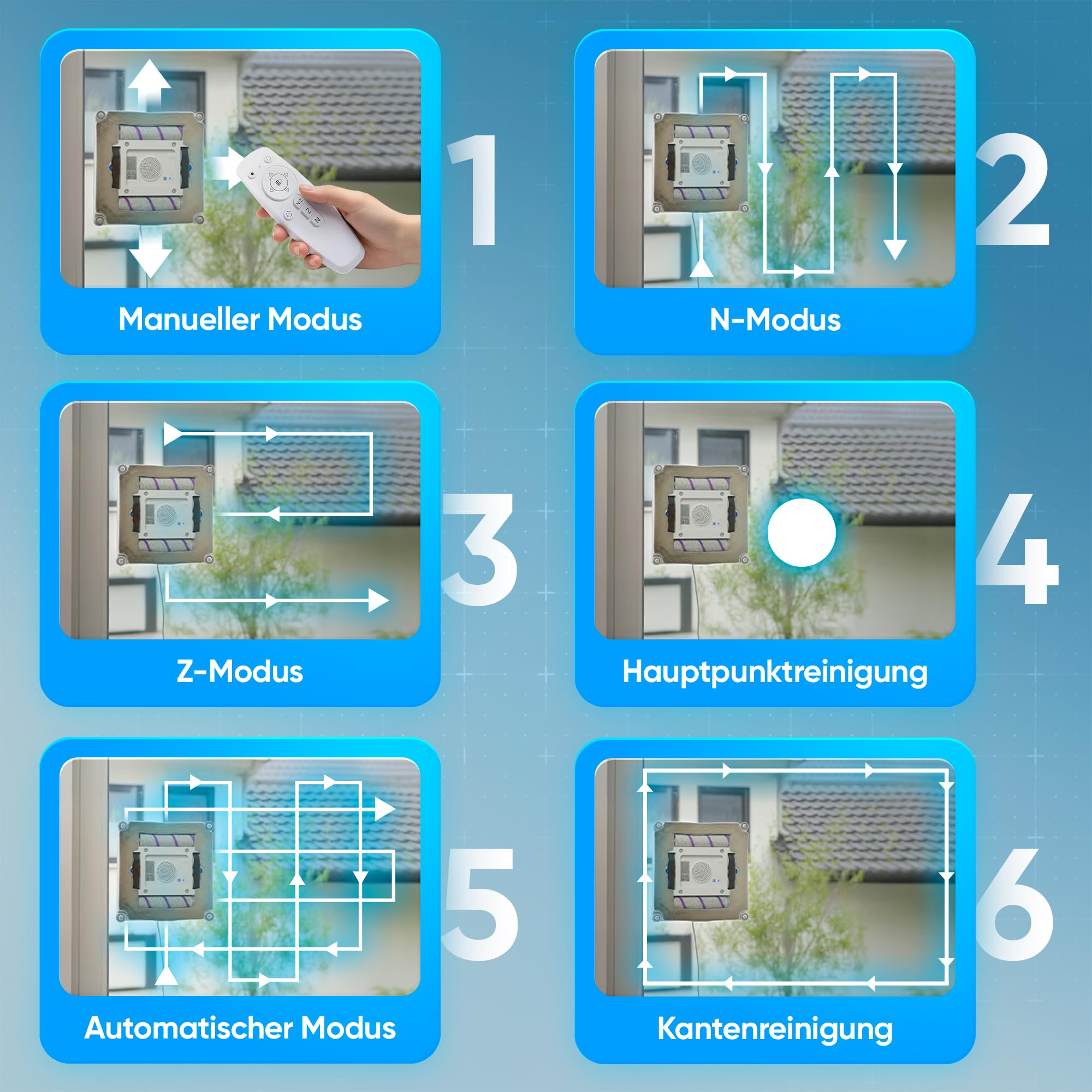 Fensterputzroboter [patentierte Rollbürsten] Fensterputzer elektrisch mit App-Steuerung [deutsch] Fensterroboter 3-Düsen Sprühfunktion & Anti-Fall-Sensoren | Winbot Roboclean Window Cleaning Robot