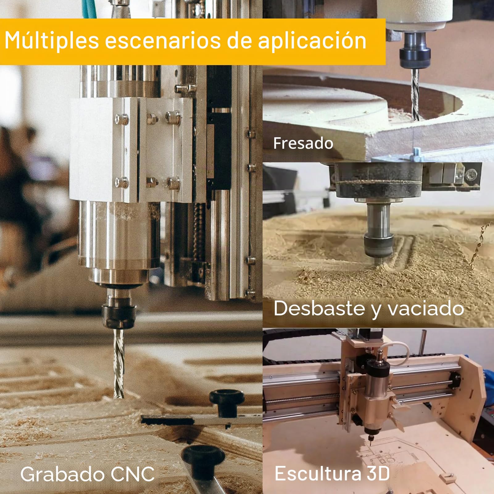 Juego de 5 brocas de corte descendente de 3.175mm de pulgada en espiral CNC para fresadora de carburo de tungsteno