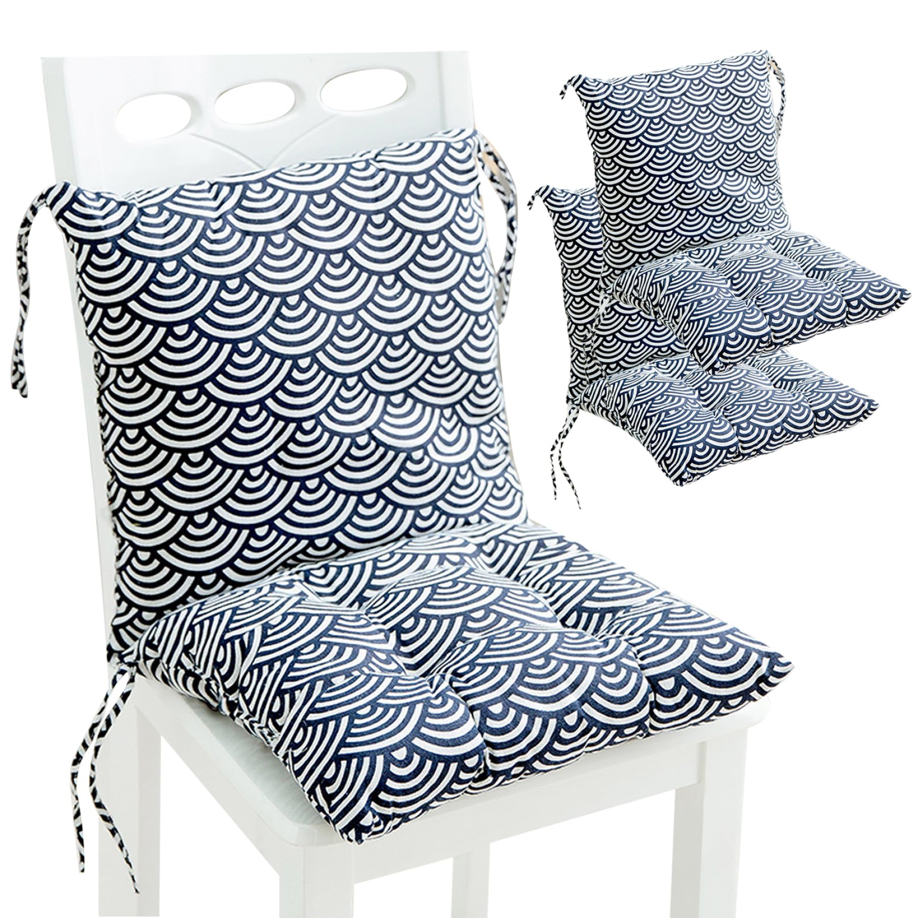 Coussins de chaise d'extérieur x2 avec dossier 40x40 cm pour terrasse
