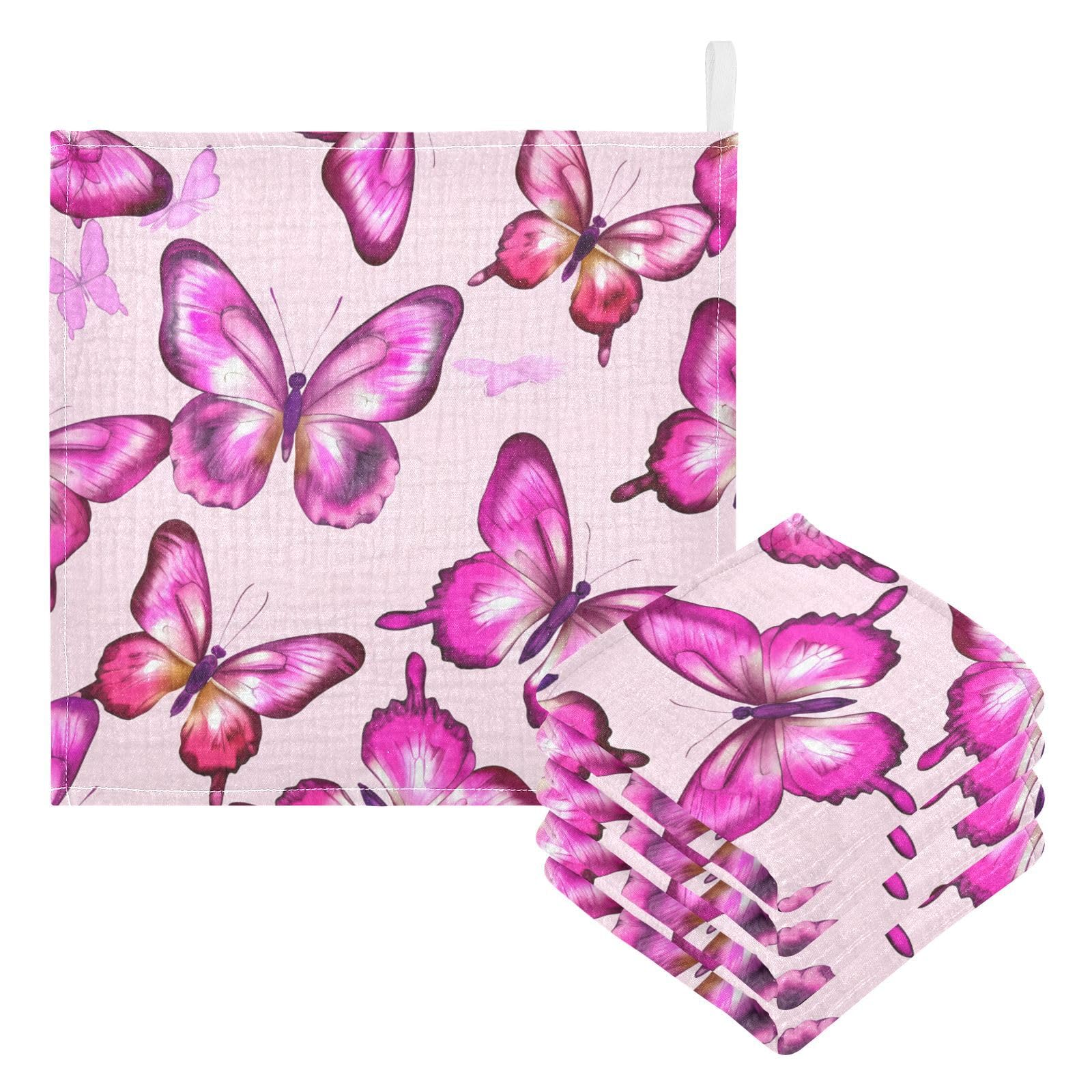 Kigai Beautiful Butterfly Baby Washcloths,3pcs Ultra Soft Absorbent Towel,Newborn Bath Face Towel, Natural Reusable Baby Wipes for Sensitive Skin, Baby Registry as Shower