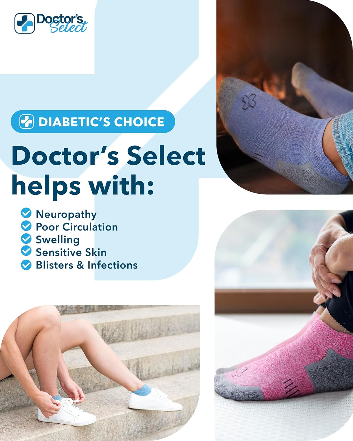 Doctor's Select Bamboo Viscose Diabetic Socks for Women & Men - 6 Pairs, Viscose Bamboo Socks Woman, Low Cut, Non Binding - Image 4