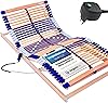 electric slatted frame 100% BEECH - head and. Foot part electrically adjustable - SHOULDER MILLING 7 zones 44 spring strips hardness regulation middle belt - motor Comfort 44® - fully assembled (90x200)