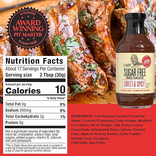 Miniatura 5 de G Hughes Mezquita sin azúcar, calor dulce, salsa barbacoa dulce y picante, paquete variado  Salsas sin gluten, salsas sin azúcar  18 onzas (paquete