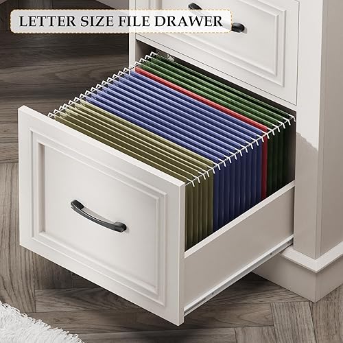 Miniatura 3 de Farmhouse - Escritorio ejecutivo de 47 pulgadas, escritorio para computadora con cajones y cajón de archivos, escritorio de computadora con estación