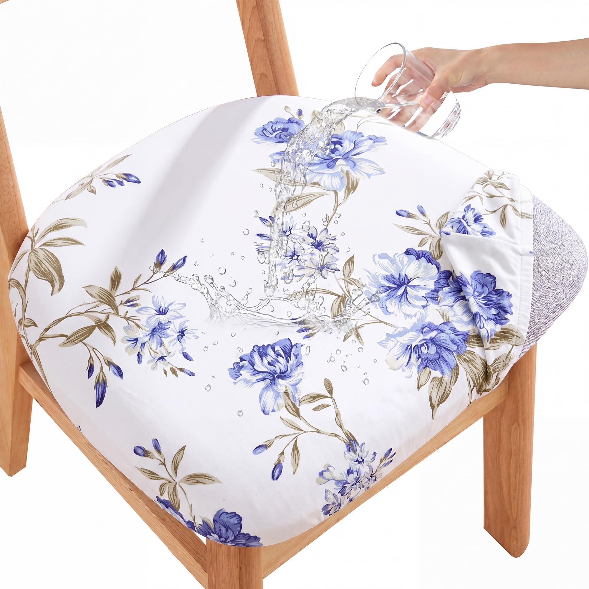 CRFATOP Waterproof Dining Chair Seat Covers Set of 6 Cushion Covers,L,19 | 18-22 in Non-Slip Seat Covers for Dining Room Chairs, Removable Washable Parson Kitchen Chair Slipcovers, Pet Friendly
