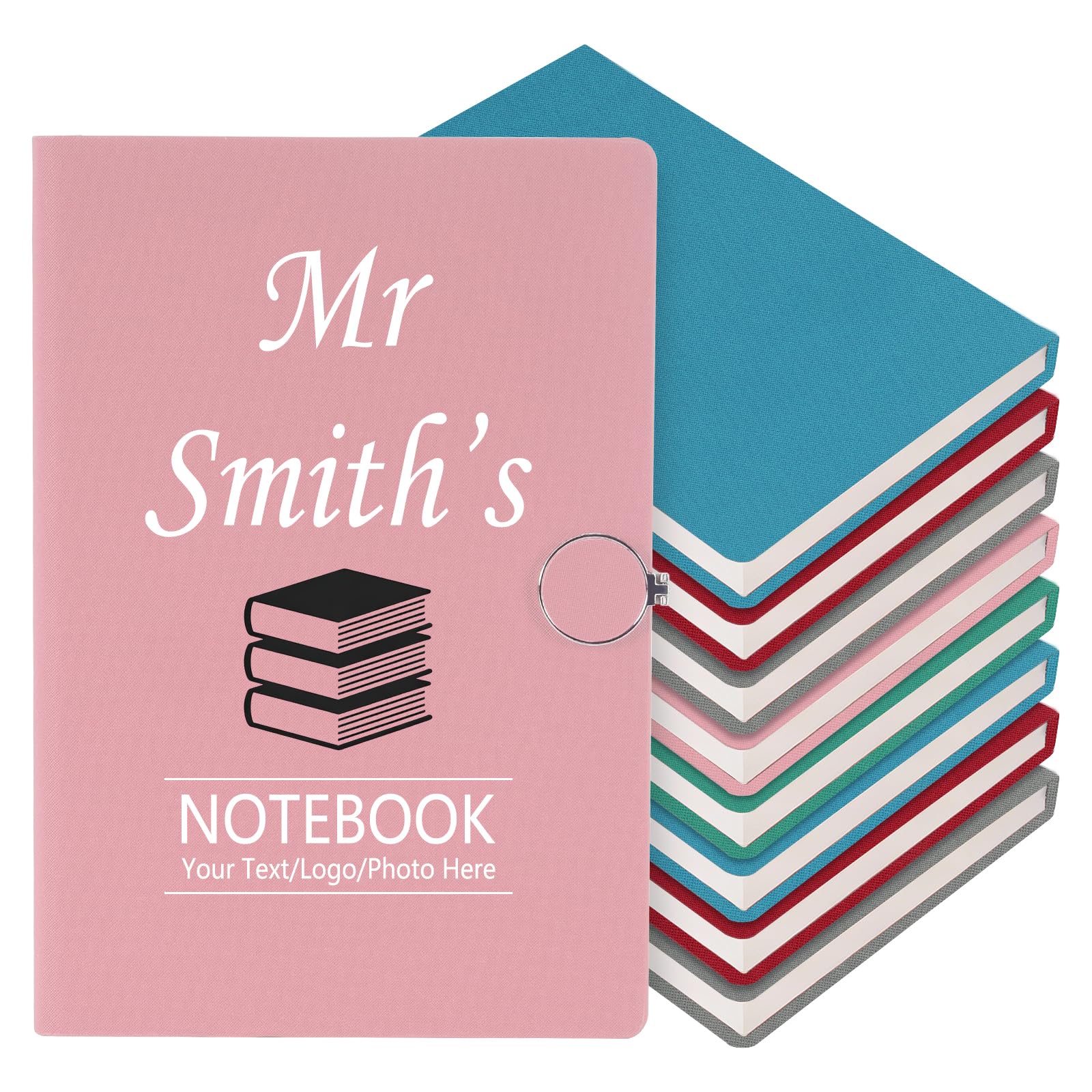 ENOMY Personalised Notebook A5, Custom Text/Logo/Photo Hardcover Journal Diary, Personalised Notepad for Work, Home, Daily Use & Gift Giving Pink