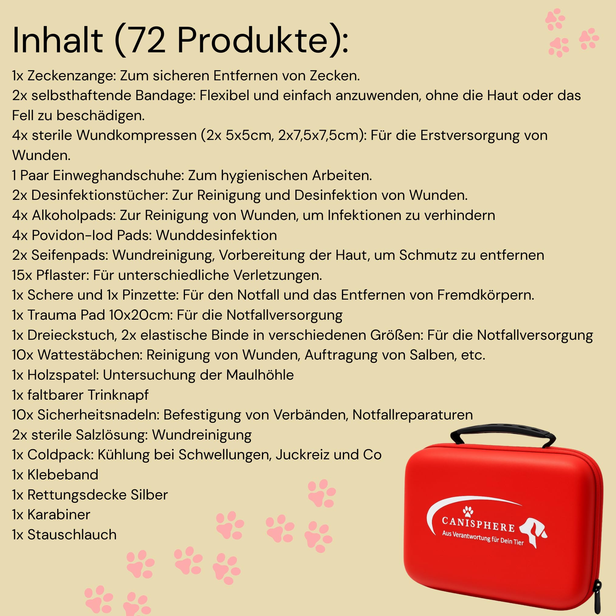 Erste-Hilfe Box für Hunde mit über 70 Einzelteilen