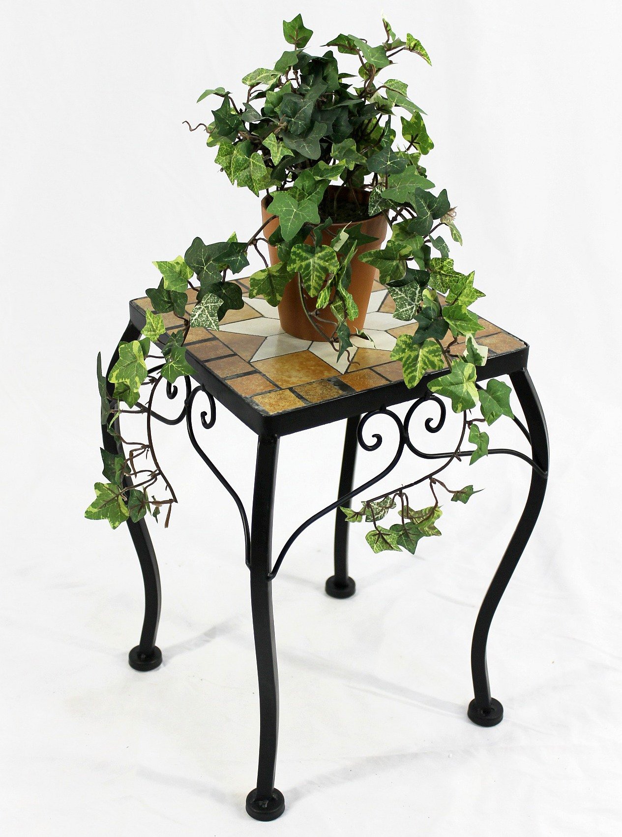 DanDiBo Blumenhocker Mosaik Eckig 38 cm Blumenständer 12015 Beistelltisch Pflanzenständer Mosaiktisch Klein