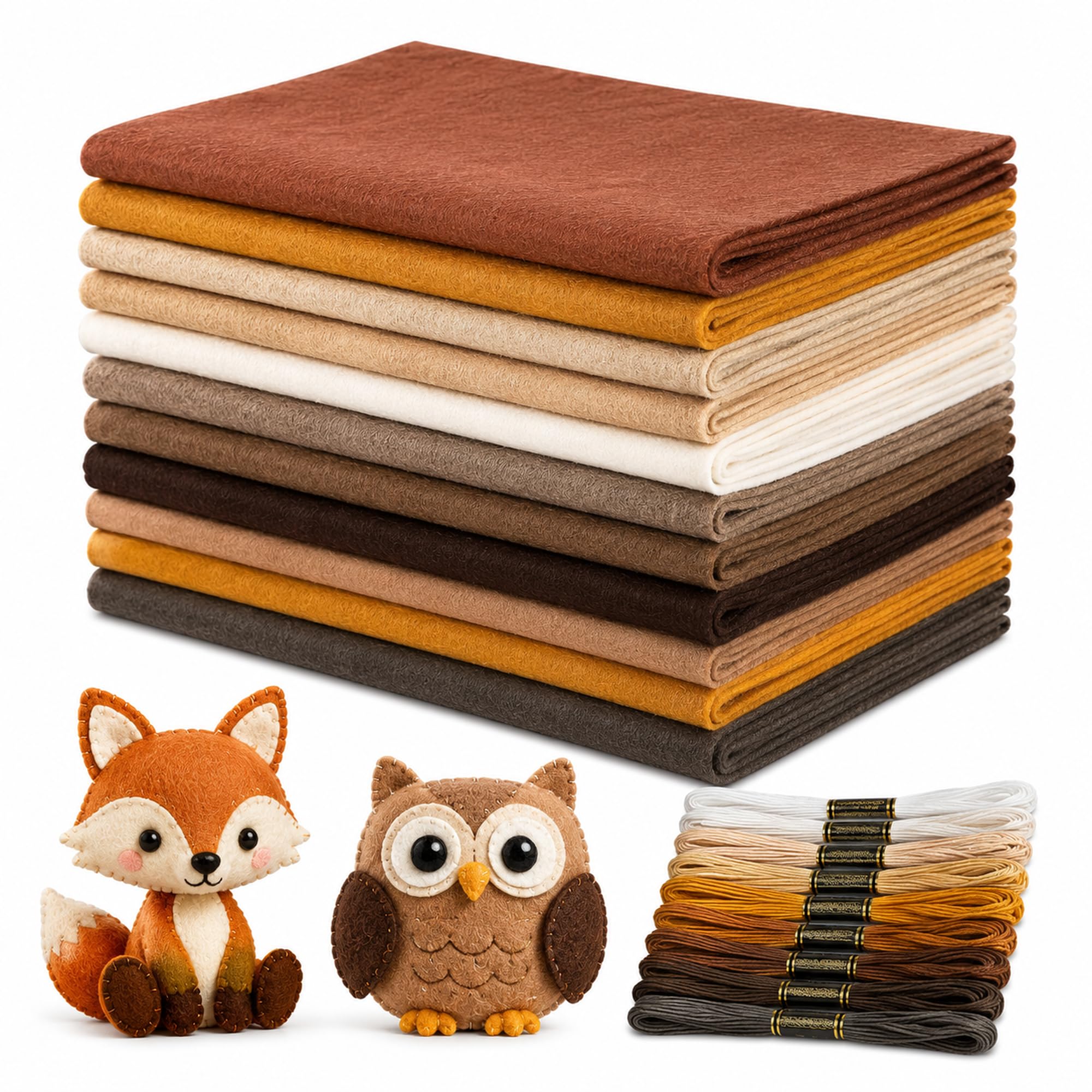 12 rotoli di feltro per bricolage, 20 x 90 cm, 1 mm di spessore, tessuto di feltro morbido per progetti fai da te, per patchwork, cucito, decorazione, progetti scolastici, artigianato (marrone)