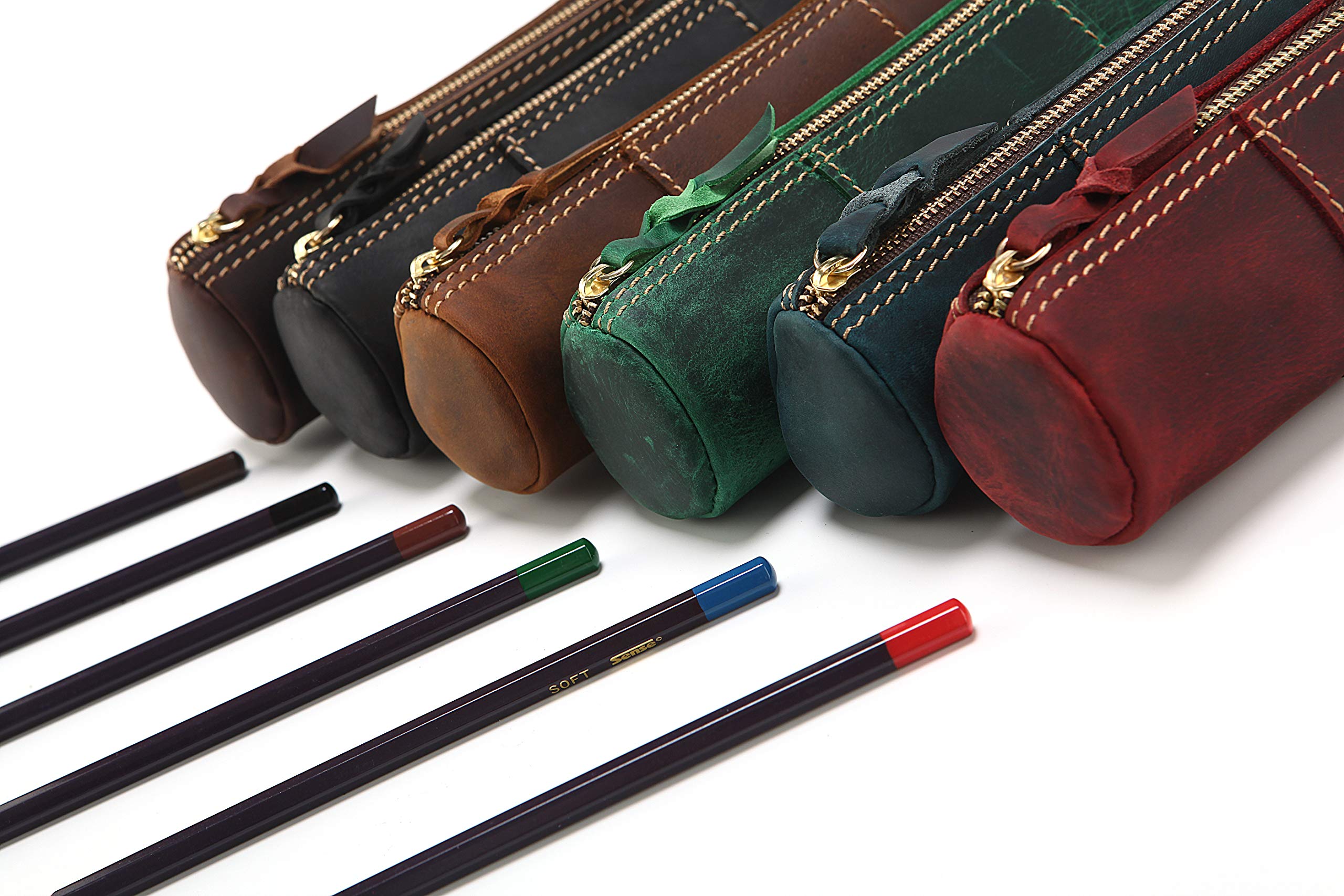 Amazon | Collasaro ペンケース 革 筆箱 大容量 レザー おしゃれ