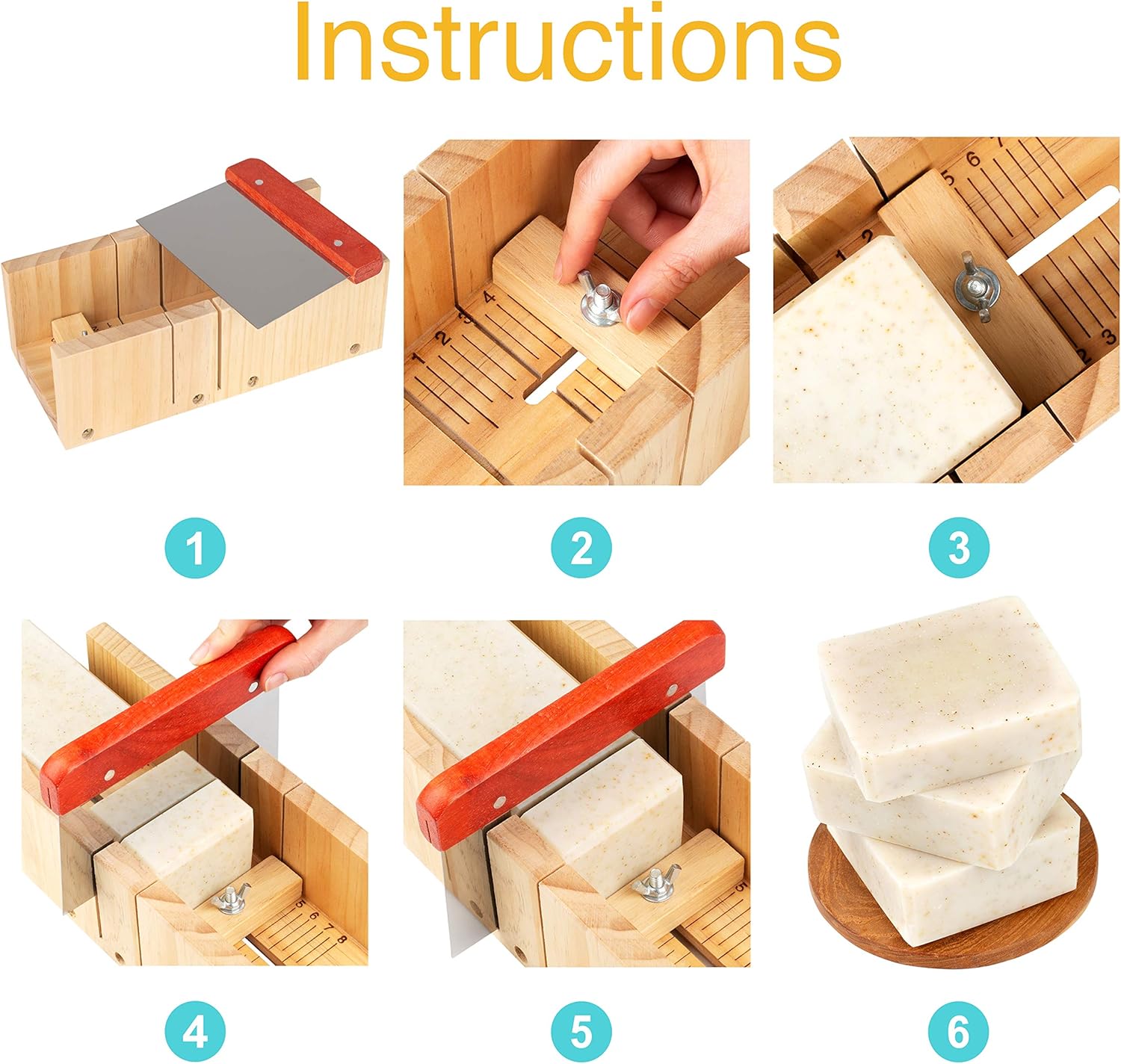 molimoly Soap Molds with Wooden Box – Box Cutter for Soap Sectioning – Premium Silicone Molds Kit – Rectangular Soap Making Kit – With Straight Cutter and Wavy Cutter –Durable, Practical and Versatile : Arts, Crafts & Sewing