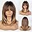 HAIRCUBE Ombre Brown Wigs for Women Shoulder Length Wigs Charming Long Curly Wigs with Bangs Daily Use