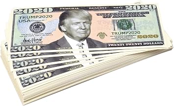 DR DINGUS Trump Dollar Bill 2020 (50 Pack) - 10, 50, 100 Pack - Realistic - Re-Election Presidential Dollar Bill - Limited Edition Novelty Dollar Bill - Support Our President
