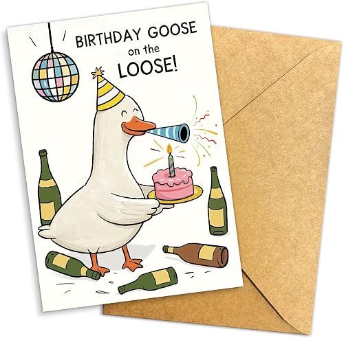 Podagree Goose Birthday Card for Him Her, Funny Goose Birthday Card for Friend, 