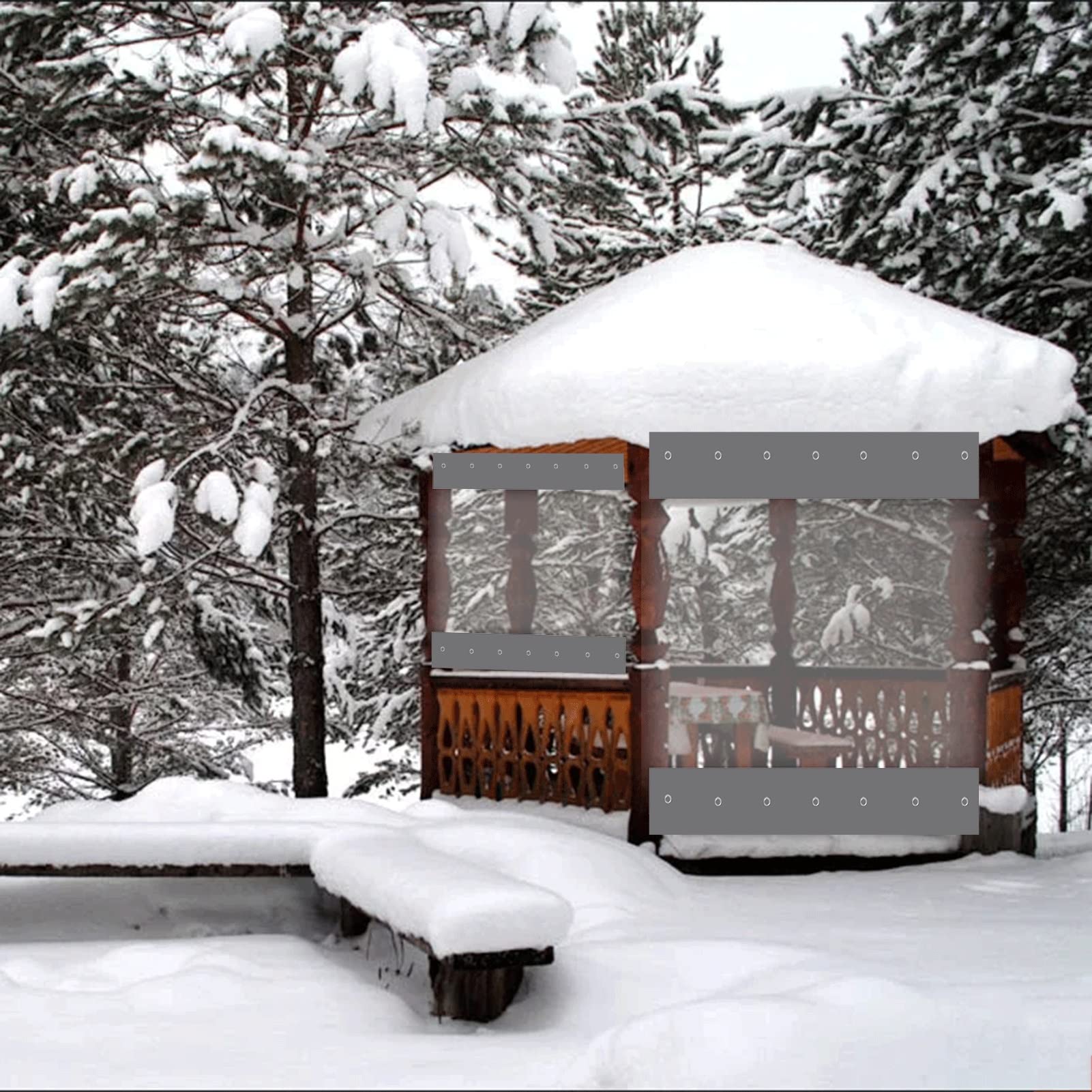 Transparente PVC Outdoor Trennwände Vorhänge Reißfeste Seitenteile mit Ösen für Pavillon und Pergola, Gartenzelt (1x2.5m/3.3x8.2ft)