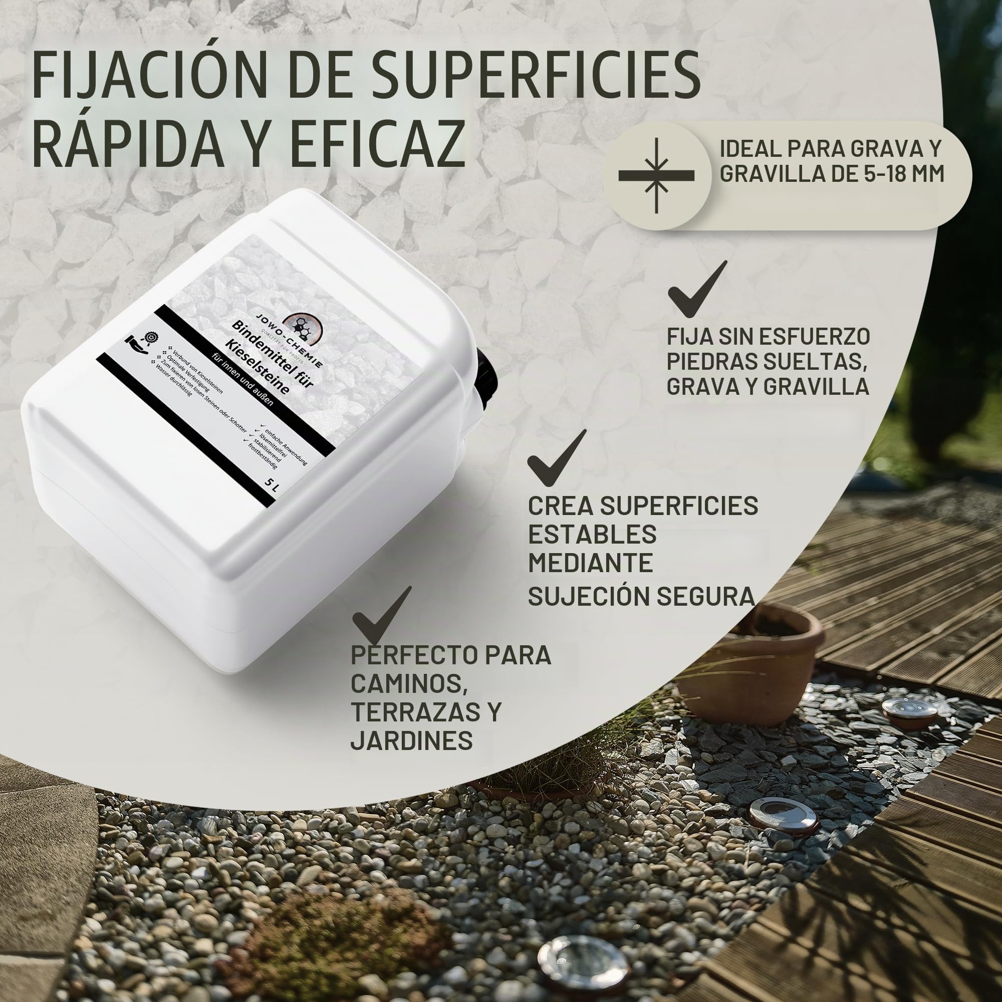 Aglutinante para grava (10 l) – Aglutinante para grava/grava de todo tipo, aglutinante de mantillo – Camino de jardín – Camino de piedra (10 l)