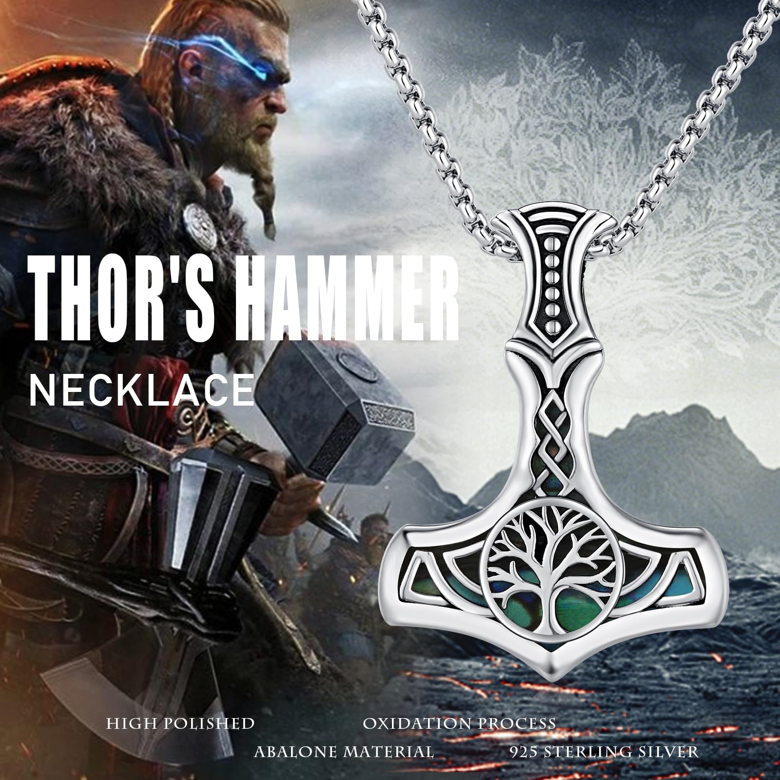 REDSUN Collana con ciondolo a forma di martello di Thor, a forma di freccia vichinga, in argento Sterling 925, con ciondolo a forma di croce vichinga, amuleto celtico, gioiello per uomo, figlio