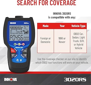 INNOVA 3020RS Fast & Easy-to-Use Check Engine Code Reader, OBD2 Scan tool for ABS Clear with Fix & Part Recommendations, Maintenance Schedules, Free TSBs on iPhone & Android