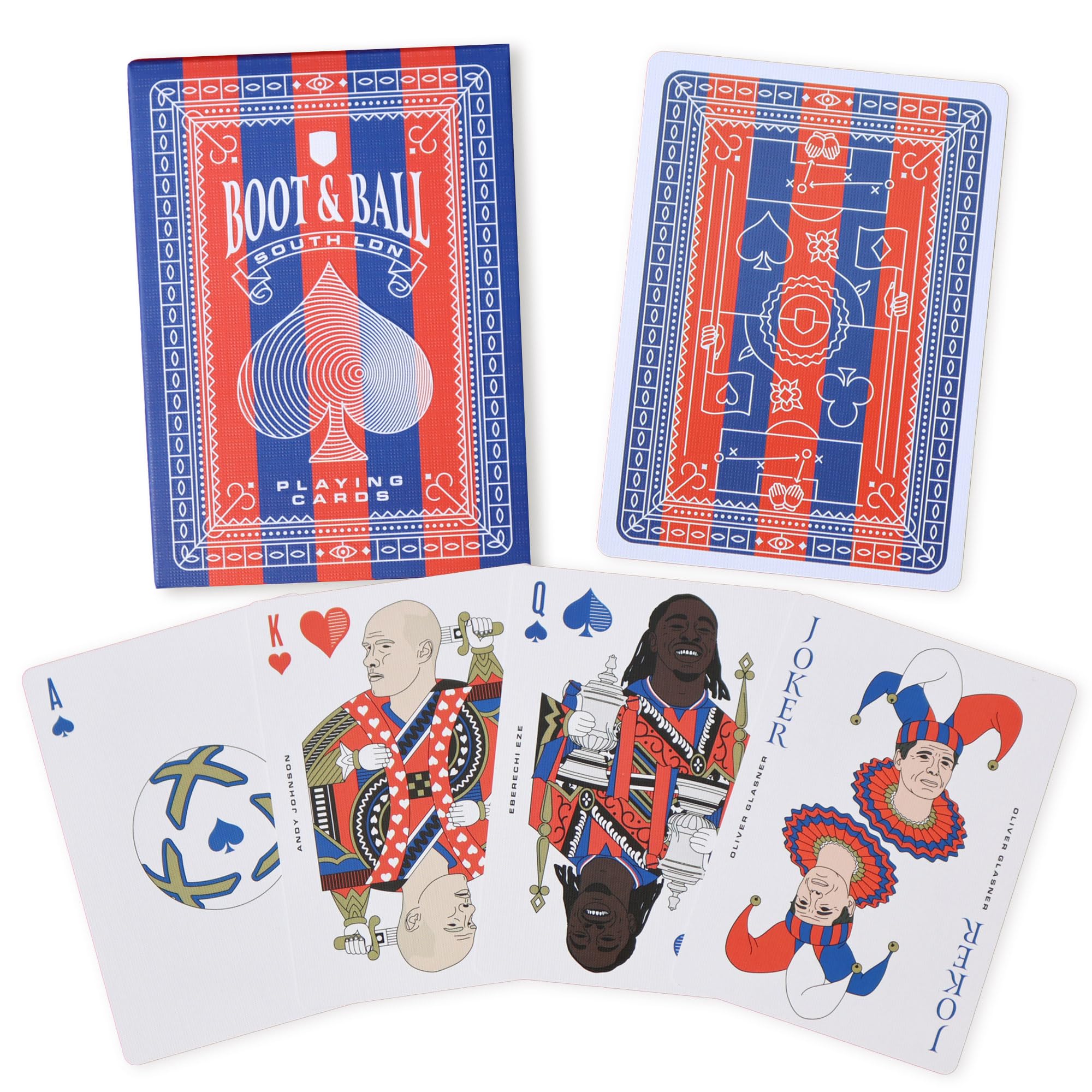 Boot & Ball Crystal Palace Playing Cards, Red and Blue, 8.8 cm x 6.3 cm