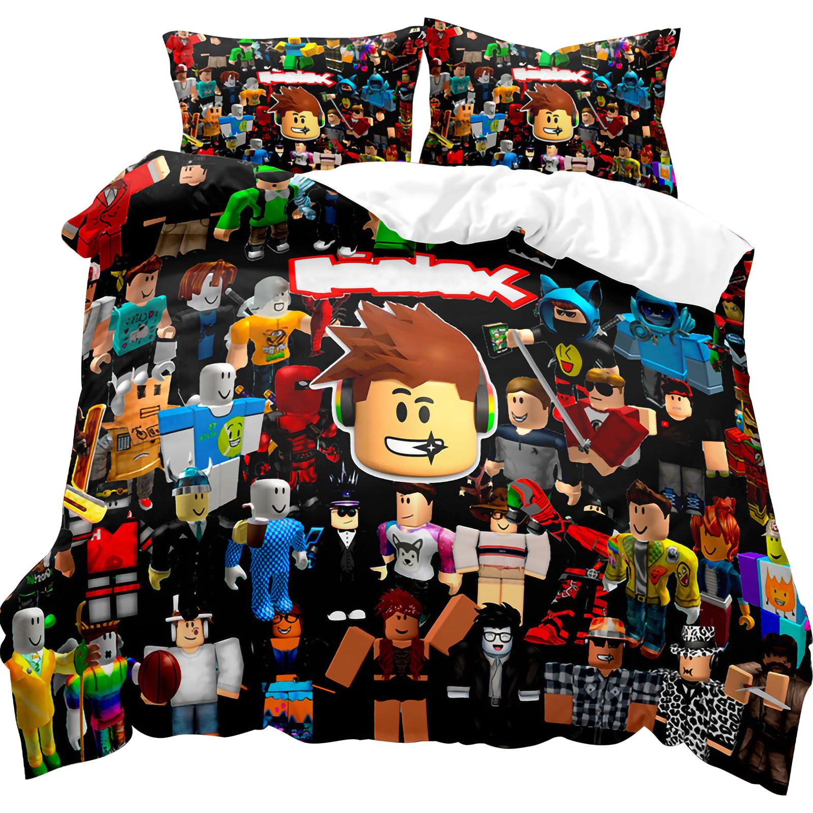 Roblx Biancheria da Letto, Copripiumino Roblx 135 x 200 cm con 2 Federe 75 x 50 cm, Geeignet für Fans