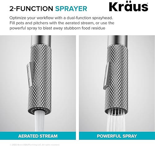 Miniatura 9 de KRAUS Urbix KPF-3126SFS - Grifo de cocina industrial de una sola manija en acero inoxidable sin manchas, KPF-3126SFS