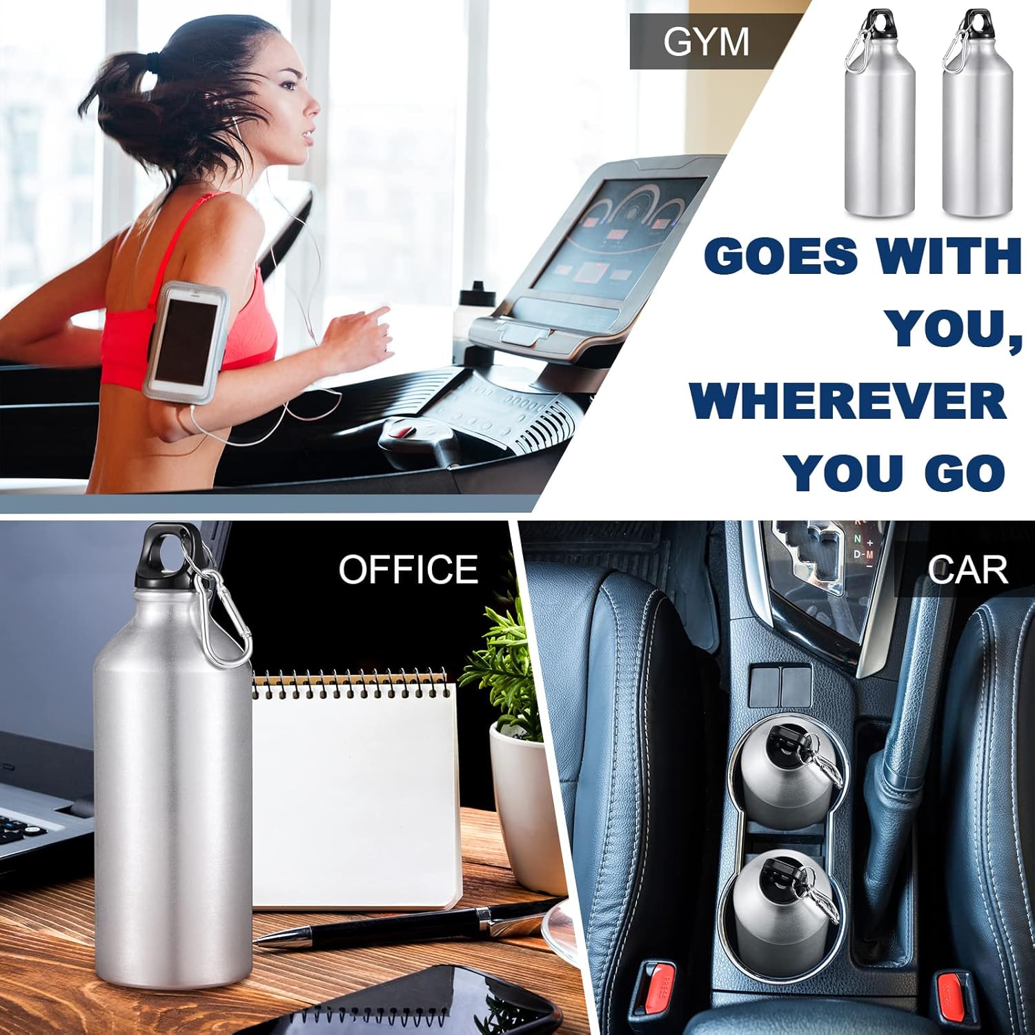 CHENGU 10 Pcs Aluminum Water Bottle 20 oz Reusable Bottles Lightweight Leak Proof Aluminum Sports Travel Bottles with Twist Cap Buckle for Gym, Hiking, Cycling, Camping, Fishing - Image 5